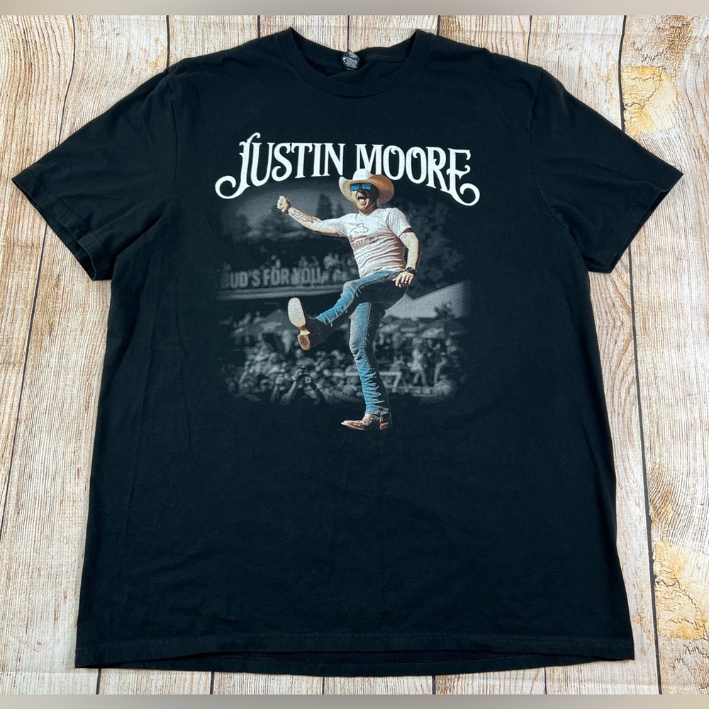 Justin Moore Country Music Tour Black T Shirt Size